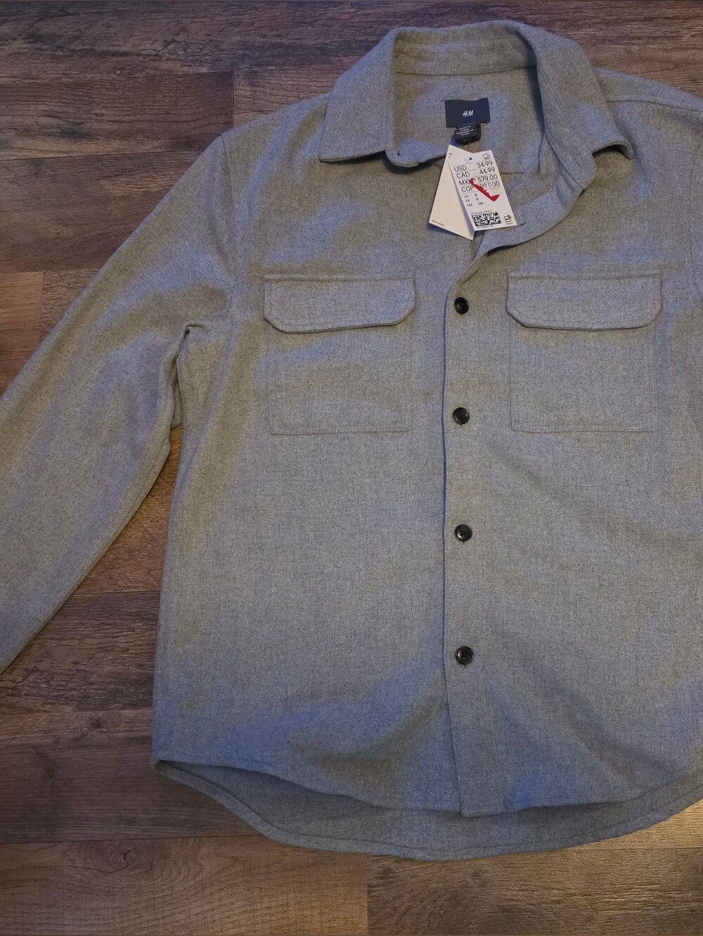 NWT H&M Men’s Regular Fit Felted Overshirt Gray Shacket